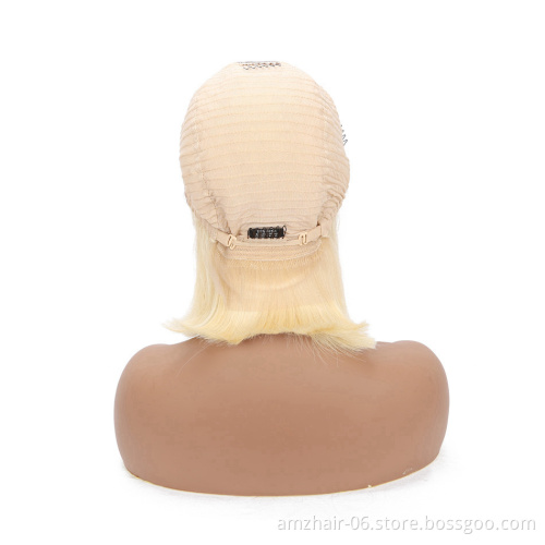 Raw Indian Virgin Human Hair Colored Wig Straight Short Color Bob Wig Blonde 1B 613 Gold Pink Orange Lace Front Wig Human Hair